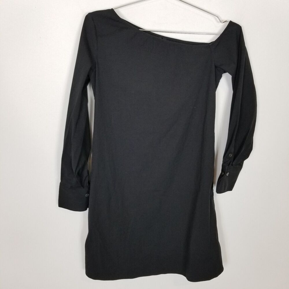 Theory Women's Urlika B One Shoulder Mini‎ Dress Sz 4 Black Long Sleeve Party